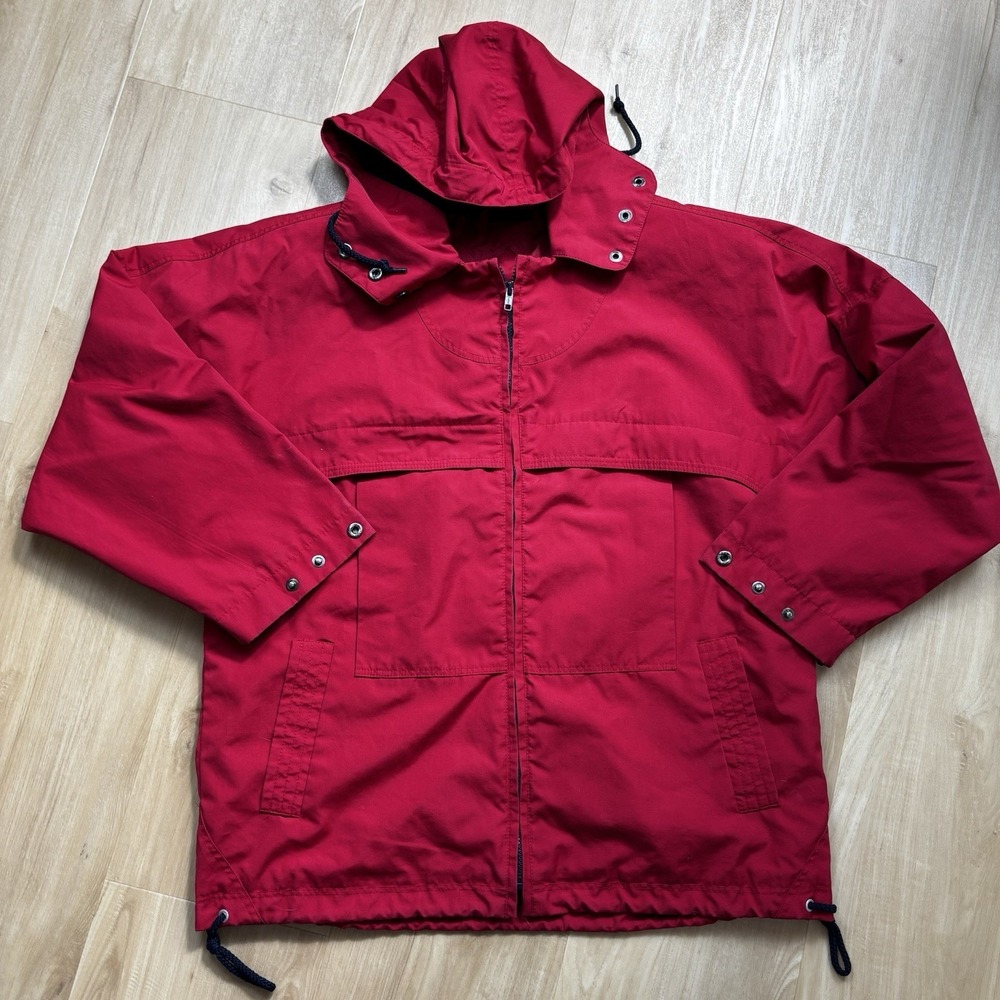 Vintage Mulberry Street Hooded‎ Jacket Red Size Medium Sailing Cinched